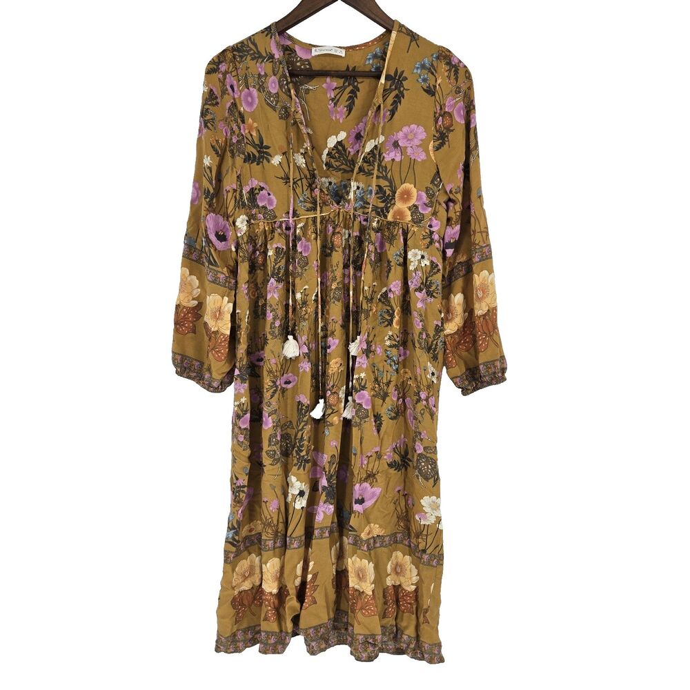 R Vivimos Floral Boho Midi Dress Maximalist Medium